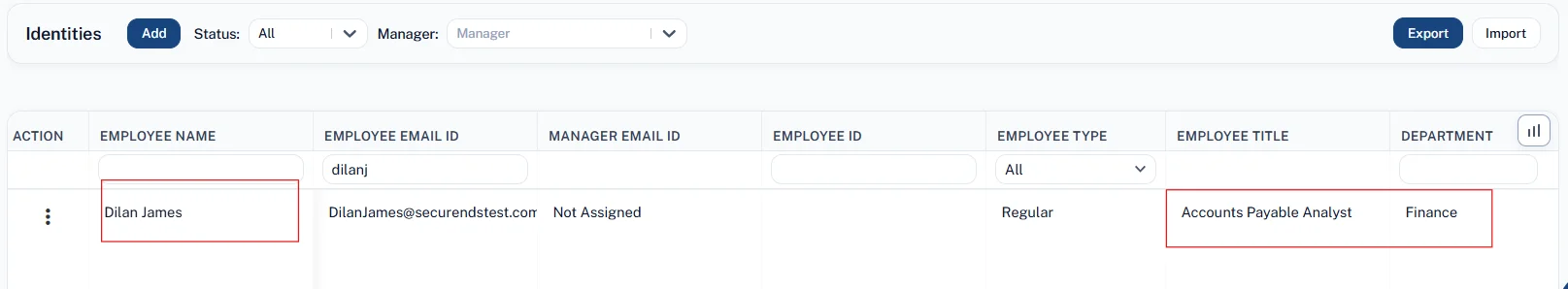 New employee detection and policy match details