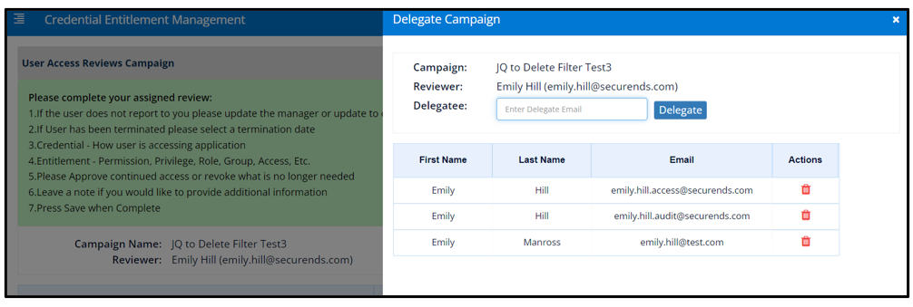 Delegate Campaign Users