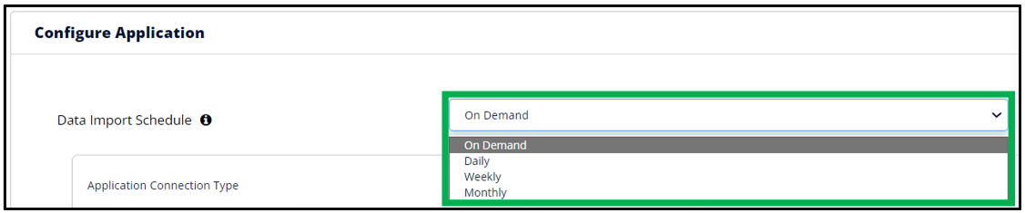 On Demand, Weekly, Monthly, Daily Sync Options