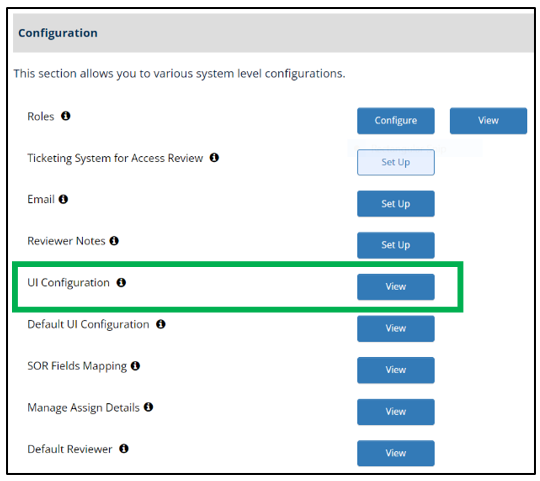 UI Configuration Menu