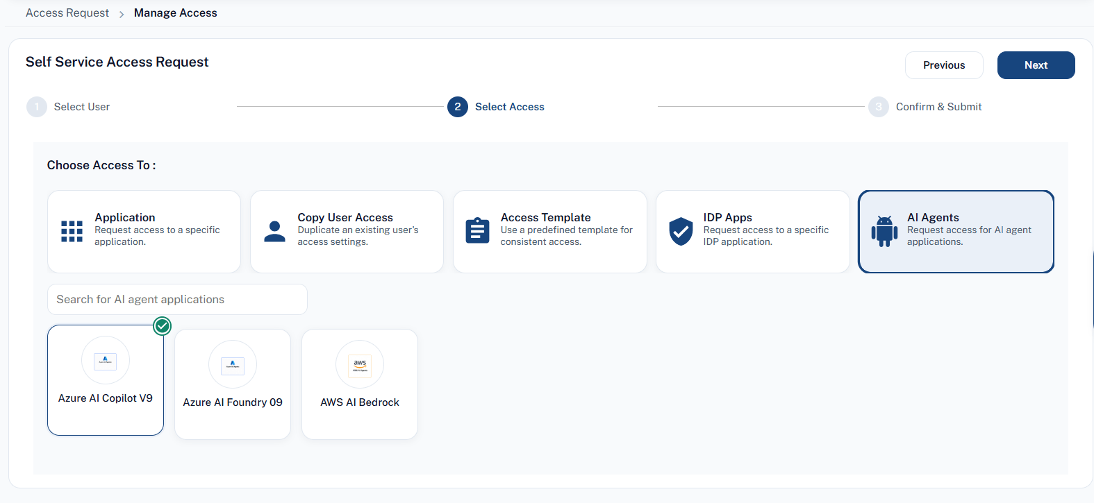 Self-Service Access Request - AI Agents Category